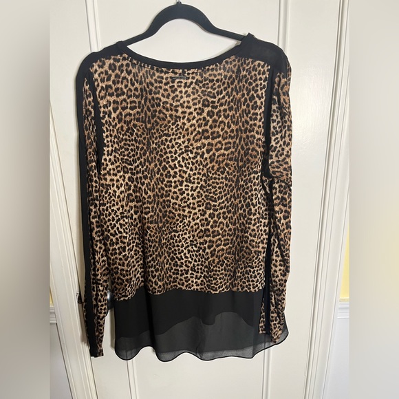 NBW - New Michael Kors Long Sleeve Leopard 🐆 Print Top Sz XL - Picture 2 of 6